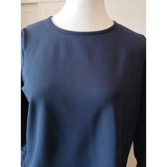 ESTEE LAUDER Womens Blouse Top Bavy Blue 3/4 Bell Sleeve Size Medium Office - Picture 6 of 15
